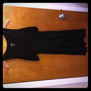 Black cold shoulder wrap dress